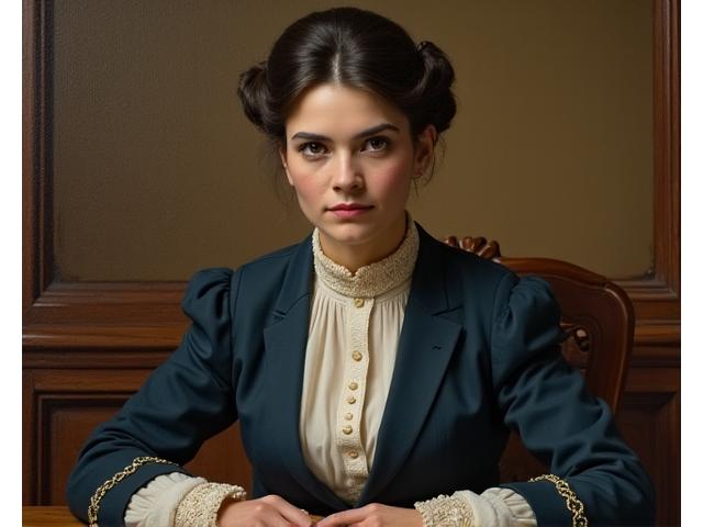 Retrato de Emilia Pardo Bazán, escritora gallega, fines siglo XIX.