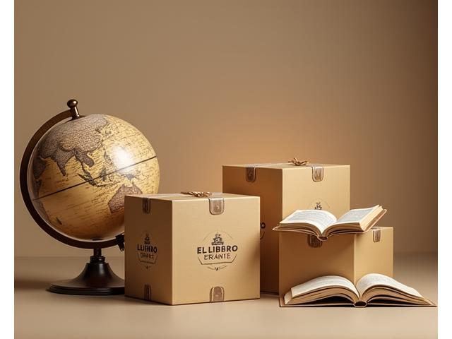 Cajas de libros y un globo terráqueo, simbolizando el envío internacional de libros