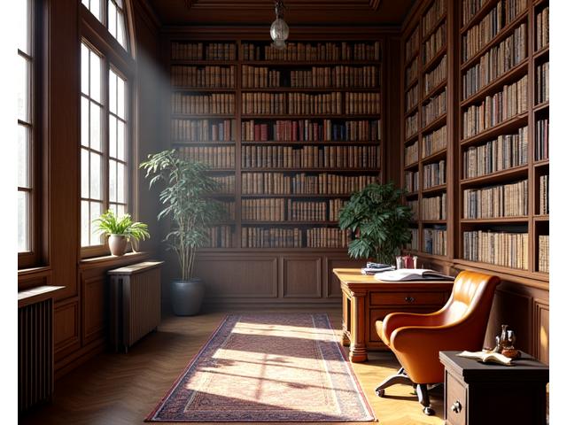 Colección de libros antiguos en una biblioteca privada